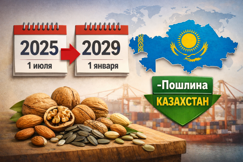 Перенос даты применения пониженных пошлин Казахстана на орехи и семена