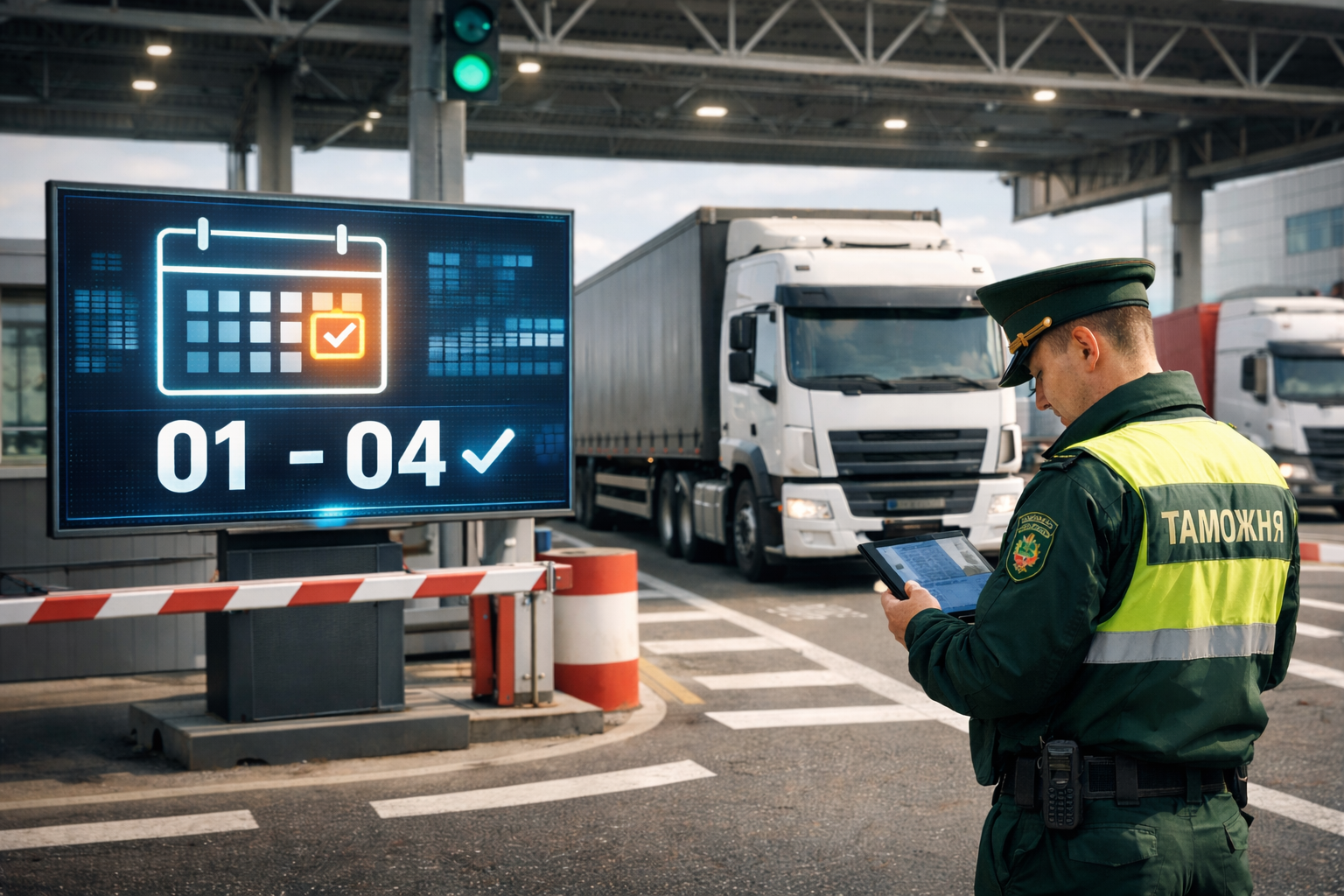 Введено бронирование даты въезда для грузовиков в электронной очереди на границе