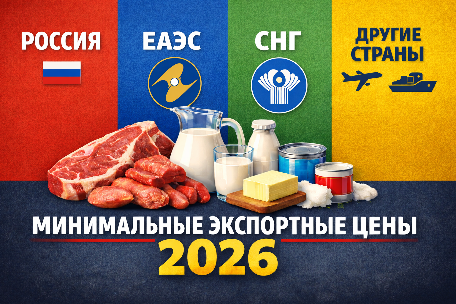 Минсельхозпрод установил новые минимальные экспортные цены на мясо и молочную продукцию