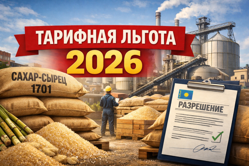 Временная тарифная льгота на ввоз тростникового сахара-сырца в Казахстан